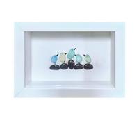 qixeuoa Décoration en verre de mer - Motif oiseau - Kit de bricolage - Cadre photo en bois fait à la main - Pour chambre à coucher, salle de bain, maison