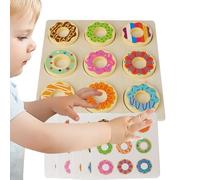 qixeuoa Jouet d'Association pour - Jouet de Logique en Bois Donuts - Jeu d'Association en Bois Donuts pour Table,Idée Cadeau Anniversaire Noël Nouvel an Maternelle École