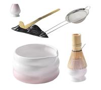 qixeuoa Lot de 7 balais à avec fouet en bambou et bol | Ensemble à thé japonais 7 pièces avec passoire, porte-cuillère, cuillère pour femmes, hommes, amateurs de thé, cérémonie à la maison