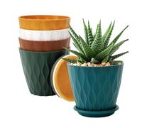 qixeuoa Pots De | Lot De 5 Pièces Jardinière avec Un Trou De Drainage Et Une Soucoupe,Collection De Pots De Fleurs - pour Intérieur Et Extérieur, Porche, Fenêtre, Jardin, Balcon, Cactus,