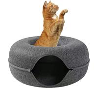 qixeuoa Tunnel de lit pour Chat, lit Tunnel en Forme de Beignet pour Chats, Lit Rond pour Chat en Feutre avec Tunnels en Forme de Beignet Amovibles et Respirants, Grottes Confortables à Fermeture