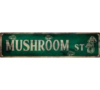 QIXFGUL Plaque murale vintage rétro en forme de champignon en métal, parfaite pour la décoration d'intérieur, la salle de bain, la cuisine, la maison et la décoration murale gothique ou comme affiche