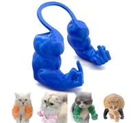 Qixfyze Collier Amusant pour Chat avec Bras, Doigt d'honneur Musclé, Jouet Créatif Imprimé en 3D pour Animal de Compagnie, Accessoire de Déguisement d'halloween Chatons(Fist Blue)