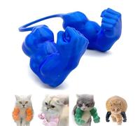 Qixfyze Collier Amusant pour Chat avec Bras, Doigt d'honneur Musclé, Jouet Créatif Imprimé en 3D pour Animal de Compagnie, Accessoire de Déguisement d'halloween Chatons(Middle Finger Blue)