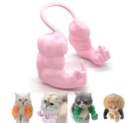 Qixfyze Collier Amusant pour Chat avec Bras, Doigt d'honneur Musclé, Jouet Créatif Imprimé en 3D pour Animal de Compagnie, Accessoire de Déguisement d'halloween Chatons(Fist Pink)