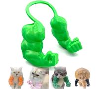 Qixfyze Collier Amusant pour Chat avec Bras, Doigt d'honneur Musclé, Jouet Créatif Imprimé en 3D pour Animal de Compagnie, Accessoire de Déguisement d'halloween Chatons(Middle Finger Green)