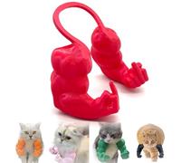 Qixfyze Collier Amusant pour Chat avec Bras, Doigt d'honneur Musclé, Jouet Créatif Imprimé en 3D pour Animal de Compagnie, Accessoire de Déguisement d'halloween Chatons(Fist Red)