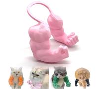 Qixfyze Collier Amusant pour Chat avec Bras, Doigt d'honneur Musclé, Jouet Créatif Imprimé en 3D pour Animal de Compagnie, Accessoire de Déguisement d'halloween Chatons(Middle Finger Pink)