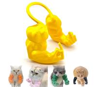 Qixfyze Collier Amusant pour Chat avec Bras, Doigt d'honneur Musclé, Jouet Créatif Imprimé en 3D pour Animal de Compagnie, Accessoire de Déguisement d'halloween Chatons(Fist Golden)
