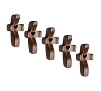 Qixfyze Croix en Bois Faite Main Mon Cœur, Cadeaux Anti-stress pour Prière Encouragement Petite Croix de Poche pour Adultes, Prier, S'agripper, S'accrocher(Black heart - A(5PC))