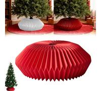 Qixfyze Jupe de Sapin de Noël en Papier 3D avec Collerette, 26 inch Base Sapin, Ajustable Colliers Jupe en Papier Alvéolé, Pourdécoration Votre Maison Pendant Les Fêtes - 6ft 7.5ft 9 Ft(Red-1pc)