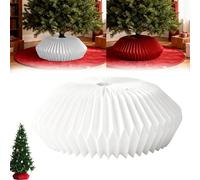 Qixfyze Jupe de Sapin de Noël en Papier 3D avec Collerette, 26 inch Base Sapin, Ajustable Colliers Jupe en Papier Alvéolé, Pourdécoration Votre Maison Pendant Les Fêtes - 6ft 7.5ft 9 Ft(White-1pc)