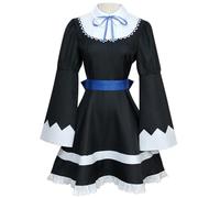 Qixiaan Culotte Anime Cosplay Costume avec perruque Uniforme scolaire Noir Robe Lolita Tenue de soubrette pour Noël Halloween Anniversaire