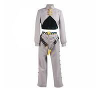 Qixiaan Kishibe Rohan Costume de cosplay complet avec perruque courte verte Haut à manches longues Pantalon Costume de scène pour homme Jeu de rôle pour Carnaval Halloween Fête