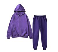 Qixiu vêtements de sport pour femme,femme,Women With Pants Plus Leisure Winter Fleece Plush Women Suits Socquettes Homme Coton (Purple, M)