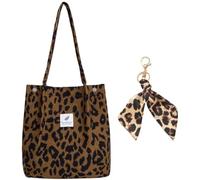 QIXNBL 1 Sac Imprimé Léopard, 1 Pendentif De Sac, Sac De Rangement De Voyage En Plein Air, Sac À Bandoulière Quotidien Simple, Sac Décontracté En Velours Côtelé.