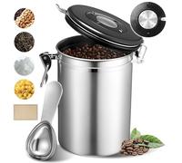 Qixovren Boîte à café hermétique, 737,1 g avec suivi de la date et cuillère en acier inoxydable, accessoires de bar à café moulu, convient également pour les haricots, la farine, le thé, le sucre, les