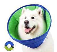 Qixuer Collerette Chien, Filet Respirant Collerette Chien anti Lechage, Protection Contre les Fuites Collier de Protection pour Animal Domestique Collier élisabéthain(L, Vert & Bleu)