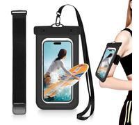 Qixuer Étui étanche IPX8 pour téléphone portable, 1 pièce 2 en 1, brassard de sport, sac étanche, sac à bracelet, noir 20,6 x 11 cm 6,9 pouces