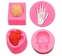 Qixuer Moule En Silicone Halloween - Cerveau, Coeur, Humain - Pour Gâteau DIY Surprise