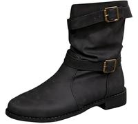 QIXUJAK Bottines pour femmes bottes de cow-boy et bottes de motard - Collection automne/hiver Bottes imperméables à talons épais de style western (Noir,40)