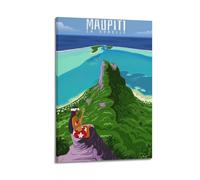 qiyan Poster de voyage vintage de l'île Maupiti - Polynésie française - Poster décoratif sur toile et image d'art moderne pour chambre à coucher - 30 x 45 cm
