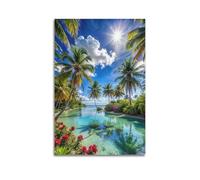 qiyan Poster d'été sur toile représentant le bord de mer sous le soleil brûlant - Affiches murales et impression d'art moderne pour chambre à coucher - 40 x 60 cm