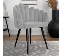 Qiyano Fauteuil en Velours avec accoudoirs en Forme de Coquillage Glamour pour Coiffeuse Salon ou Salle à Manger - Chaise Design trône en Velours - Couleur : Gris