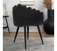 Qiyano Fauteuil en Velours avec accoudoirs en Forme de Coquillage Glamour pour Coiffeuse Salon ou Salle à Manger - Chaise Design trône en Velours - Couleur : Noir