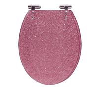 QIYFOZ Abattant de Toilette Rond en résine avec Couvercle à Fermeture silencieuse pailleté, kit de Fixation Inclus, Compatible avec la Plupart des Toilettes Standard à Cuvette,