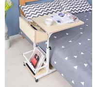 QIYFOZ Bureau de lit, Table de lit avec roulettes, Hauteur réglable, Petite Table de Chevet Mobile pour Ordinateur Portable, Table d'appoint pour canapé de Salon, Table à roulet