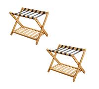 QIYFOZ Support de Bagages en Bambou à 2 Niveaux avec étagère à Chaussures pour la Maison, Support de Sac à Dos Portable, unité de Rangement pour Chambre à Coucher, Chambre d'am