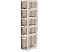 QIYFOZ Tiroirs de Rangement empilables Armoire de Salle de Bain avec 4 tiroirs et roulettes, Armoire d'angle de Grande capacité, Tour de Commode étroite, Rangement Vertical pour