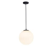 QIYHB Lustre du milieu du siècle à 1 lumières moderne Globe avec abat-jour en verre blanc Lampe suspendue réglable pour le salon, la chambre à coucher, l'éclairage de la salle à manger
