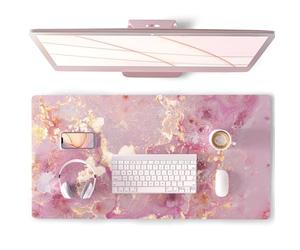 QIYI Grand tapis de souris imperméable en cuir synthétique pour ordinateur | Accessoires de décoration de bureau, taille étendue, imperméable et facile à nettoyer, surface lisse