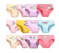 QIYIENDIAN 12 Pcs Culottes pour Filles,Slip Mignon pour Enfant/sous-vêtements en Coton pour Enfants(U2,2-3Years)