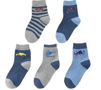 QIYIENDIAN 5 paires de chaussettes crew confortables et chaudes, de couleur unie, avec des dessins mignons, pour les enfants de 1 à 10 ans, garçons et filles.（7-10 ans，1D-Cars）