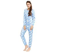 QIYUANT Pyjama Combinaison Femme Bouton Doux Grenouillères Onesie Printemps Automne Hiver Noël Vêtements d'Intérieur de Nuit Adulte Une Piece (Nuage, M)