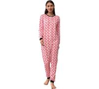 QIYUANT Pyjama Combinaison Femme Bouton Doux Grenouillères Onesie Printemps Automne Hiver Noël Vêtements d'Intérieur de Nuit Adulte Une Piece (Cerise, XXL)