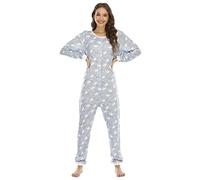 QIYUANT Pyjama Combinaison Femme Bouton Doux Grenouillères Onesie Printemps Automne Hiver Noël Vêtements d'Intérieur de Nuit Adulte Une Piece (Éléphant, S)