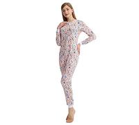 QIYUANT Pyjama Combinaison Femme Bouton Doux Grenouillères Onesie Printemps Automne Hiver Noël Vêtements d'Intérieur de Nuit Adulte Une Piece (Étoile de mer, XL)