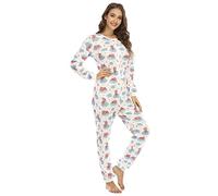 QIYUANT Pyjama Combinaison Femme Bouton Doux Grenouillères Onesie Printemps Automne Hiver Noël Vêtements d'Intérieur de Nuit Adulte Une Piece (Ours, S)