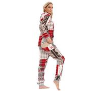 QIYUANT Pyjama Combinaison Femme Ouverture Fesse Chaud Franela Polaire Doux Grenouillères a Capuche Onesie Automne Hiver Halloween Noël Vêtements de Nuit Adulte Une Piece (Noël Gris,S)