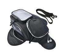 QIYUANT Sacoche Reservoir Magnetique Moto, avec Fenêtre de Navigation Transparente Petite Pochette de Réservoir Accessoires Moto Universel Sac de Rangement avec Bandoulière Noir