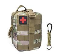 QIYUANT Trousse de Secours Militaire Vide, Pochette EMT IFAK Médecine Tactique, Rip-Away Sac étanche Molle de Premiers Secours EDC Survie de Poche pour Randonnée Camping (CP Camo avec 1 Mousquetons)