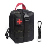 QIYUANT Trousse de Secours, Pochette EMT IFAK Médecine Tactique avec Mousquetons, Rip-Away Sac étanche Molle de Premiers Secours Militaire Randonnée Camping Chasse Sports de Plein Air CP Noir