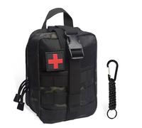 QIYUANT Trousse de Secours, Pochette EMT IFAK Médecine Tactique avec Mousquetons, Rip-Away Sac étanche Molle de Premiers Secours Militaire Camping Randonnée Chasse Sports de Plein Air CP Noir
