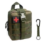 QIYUANT Trousse de Secours, Pochette EMT IFAK Médecine Tactique avec Mousquetons, Rip-Away Sac étanche Molle de Premiers Secours Militaire Randonnée Camping Chasse Sports de Plein Air Ruines Vertes
