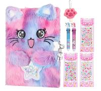 QiyueM Lot de 7 carnets secrets pour filles, ensemble de papeterie pour filles avec serrure et stylo, coffret cadeau pour filles, bloc-notes pour filles, chat bleu