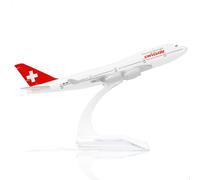 QIYUMOKE 1/400 747 Modèle d'avion en métal moulé sous pression Modèle d'avion pour Suisse (6 pouces L) avec support d'affichage d'avion, kit de modélisation d'avion pour adultes, modèle de cadeau